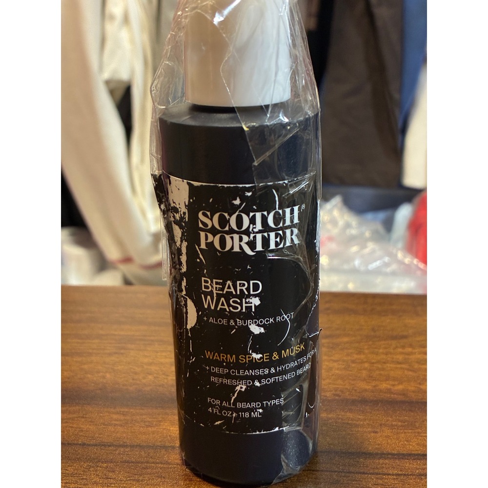 Scotch Porter Beard Wash Warm Spice & Musk Aloe Burdock Root 4oz 118ml Mens
